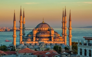 Sultan ahmed mosque 2560x1440 turkey istanbul sunrise 4k