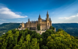 Hohenzollern castle 2560x1440 germany europe forest sky 4k