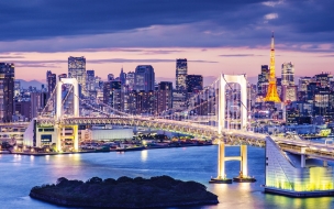 Tokyo bay 2560x1440 japan bridge night travel tourism