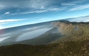 3d 2560x1440 mountains sky clouds river