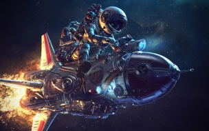 Astronaut 2560x1440 spaceship futuristic space 4k