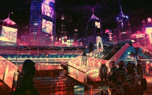 Futuristic 2560x1440 cyberpunk future world 4k