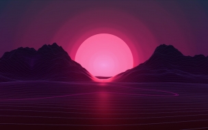 Fondo de pantalla de Retrowave 2560x1440 lines sunset 4k