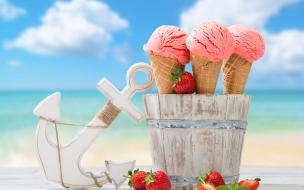 Ice cream 2560x1440 strawberry anchor delicious 8k