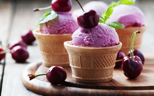 Ice cream 2560x1440 cherries delicious 4k