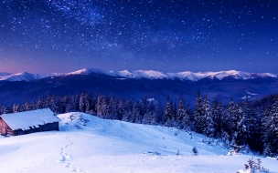 Mountains 2560x1440 5k 4k wallpaper 8k night stars trees sky snow