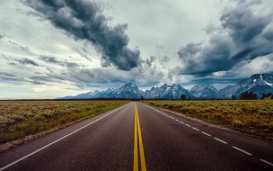 Road 2560x1440 sky clouds mountains 8k