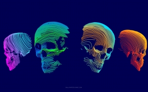 Abstract 2560x1440 3d colorful skull 8k