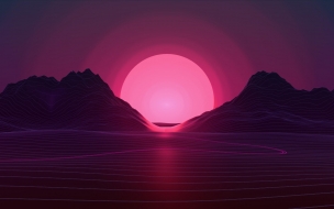 Retrowave 2560x1440 lines sunset 4k