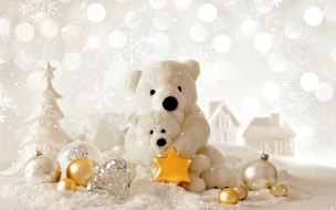 Christmas 2560x1440 new year bear decorations