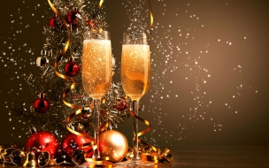 Christmas 2560x1440 new year champagne balls decorations 4k