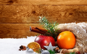 Christmas 2560x1440 new year snow orange apple cinnamon 4k