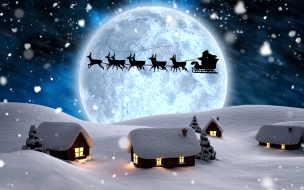 Christmas 2560x1440 new year santa deer moon night winter snow 5k