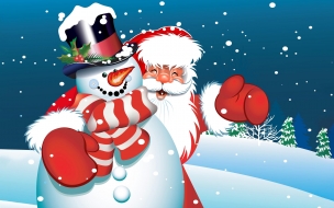 Christmas 2560x1440 new year santa claus snowman