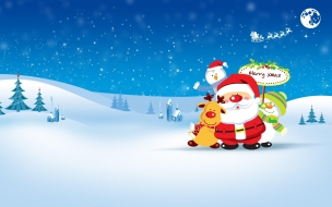 Christmas 2560x1440 new year santa deer snowman penguin winter hd