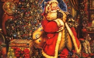 Fondo de pantalla de Fondos hd papanoel contento dejando regalos