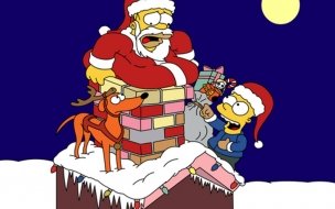 Fondo de pantalla de Fondos hd Homero Simpson entrando por la chimenea