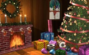 Fondo de pantalla de Fondos hd sala con arbolito y llena de regalos