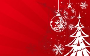 Fondo de pantalla de Fondos de pantalla rojo con arbol y bolitas navideñas