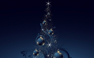Fondo de pantalla de Fondo de pantalla arbol de navidad con bolas azules y destellos
