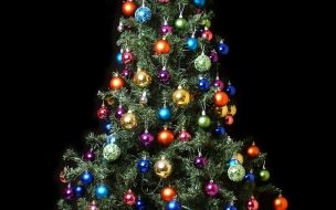 Fondo de pantalla de Fondo de pantalla arbol de navidad con bolas de colores