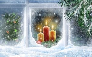 Fondo de pantalla de Adornos de navidad en ventana