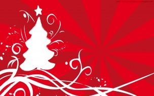 Fondo de pantalla de Arbol de navidad en fondo rojo