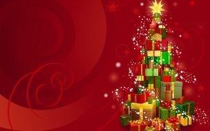 Fondo de pantalla de Arbol de navidad hecho con regalos