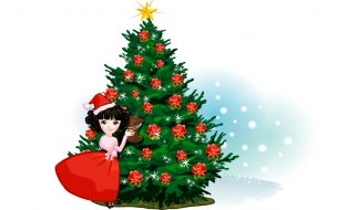Fondo de pantalla de Caricatura de arbol navideno