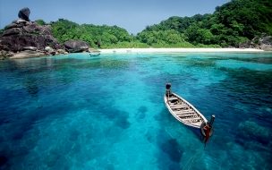 Fondo de pantalla de Balsa en lago