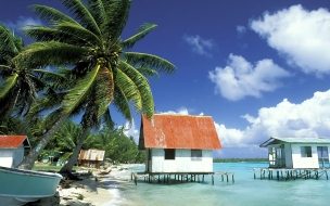 Fondo de pantalla de Casas en la playa