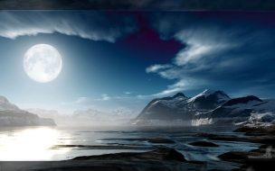 Fondo de pantalla de Paisaje luna llena