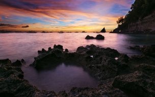 Fondo de pantalla de Coastal sunset seascape