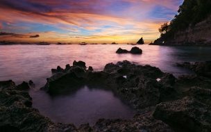 Fondo de pantalla de Coastal sunset seascape