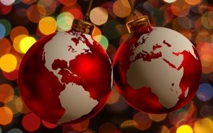 Fondo de pantalla de Esferas de navidad con diseno de Planeta