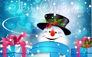 Fondo de pantalla de Merry christmas con Muñeco de Nieve