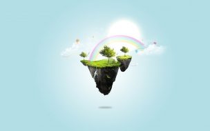 Fondo de pantalla de Floating rainbow island