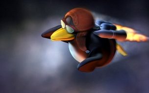 Fondo de pantalla de Curioso Pajaro Volando con Coetes