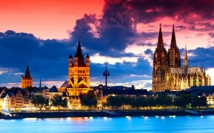 Fondo de pantalla de Cologne cathedral 2560x1440 germany cologne europe night 4k