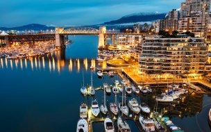 Fondo de pantalla de Vancouver 2560x1440 granville island canada night morning lights