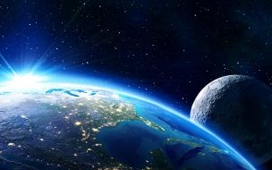 Fondo de pantalla de Earth 2560x1440 moon planet star 5k