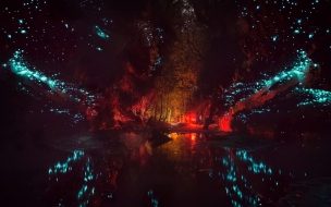 Fondo de pantalla de Night 2560x1440 forest dark river 8k