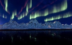 Fondo de pantalla de Northern lights 2560x1440 mountains 4k