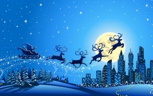 Fondo de pantalla de Christmas 2560x1440 new year santa deer moon night winter 5k