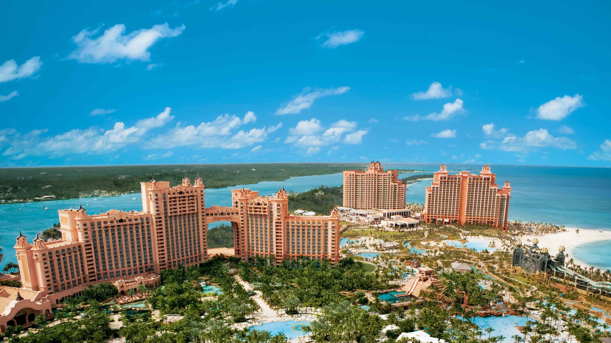 Bahamas 2560x1440 island resort hotel sea ocean travel booking pool