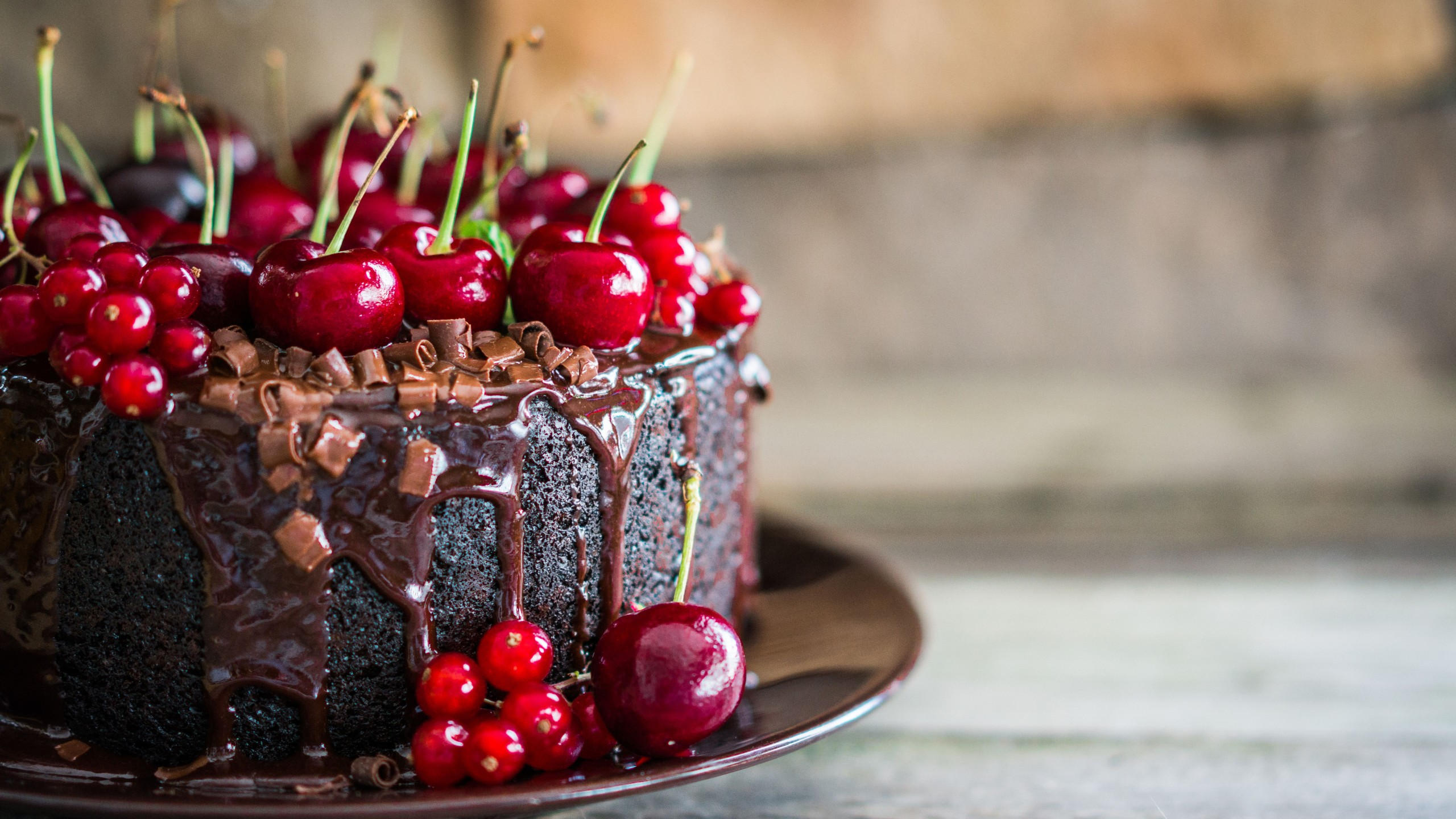 Cake 2560x1440 receipt chocolate cherry 5k