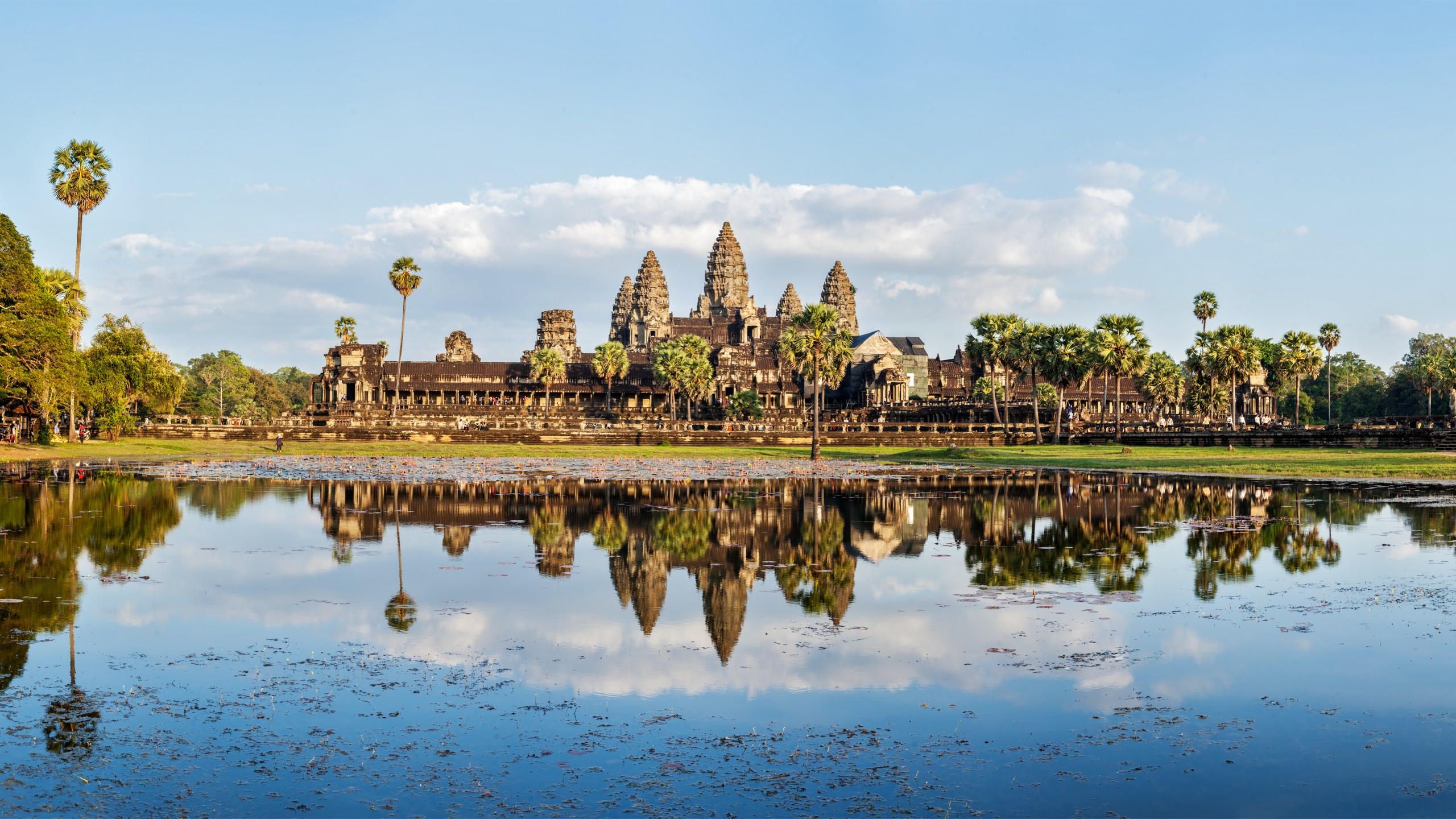 Cambodia 2560x1440 architecture lake trees 5k
