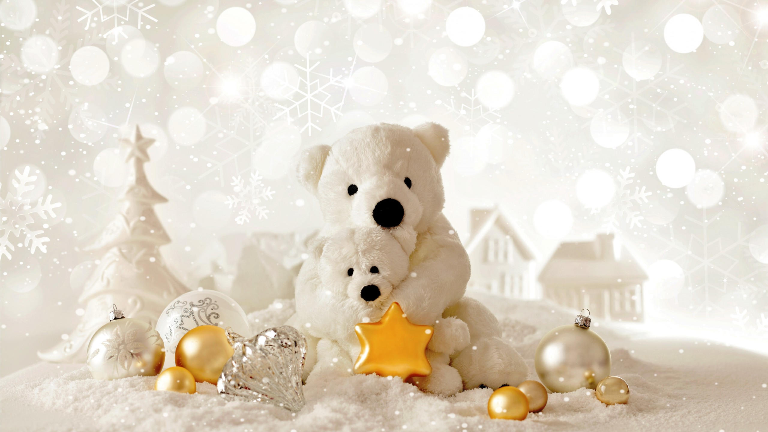 Christmas 2560x1440 new year bear decorations