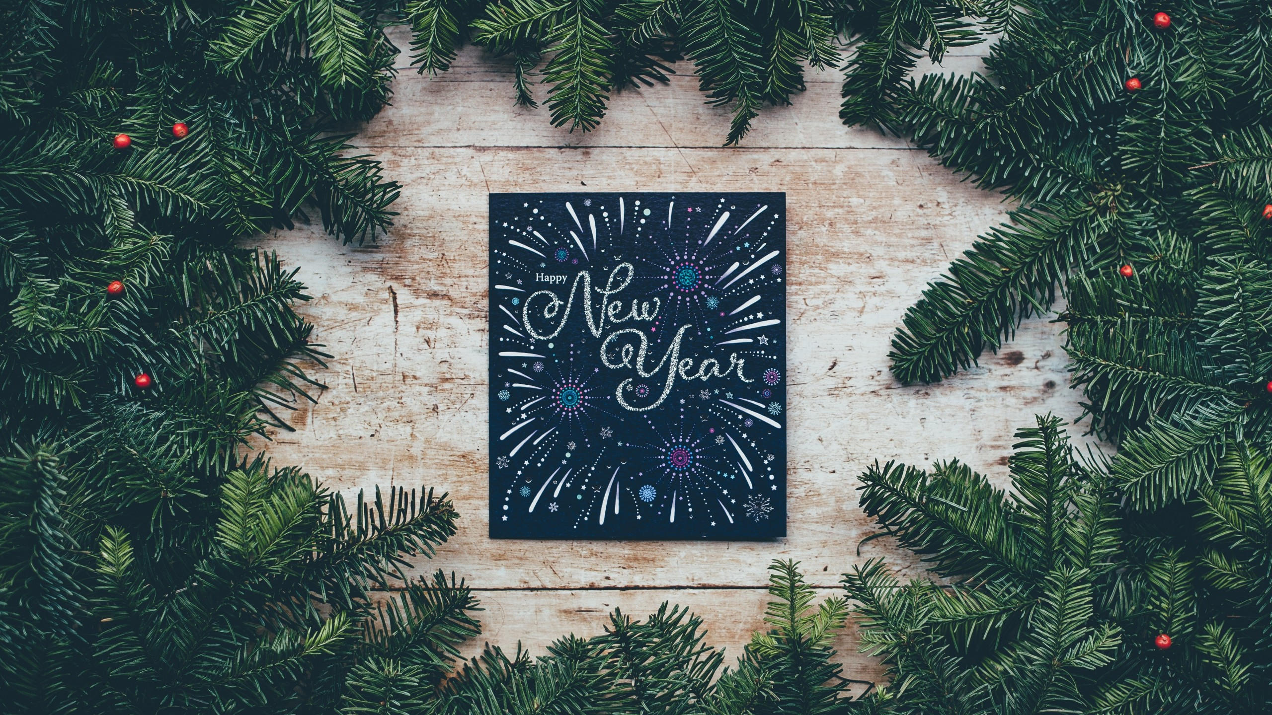 Christmas 2560x1440 new year fir tree 4k