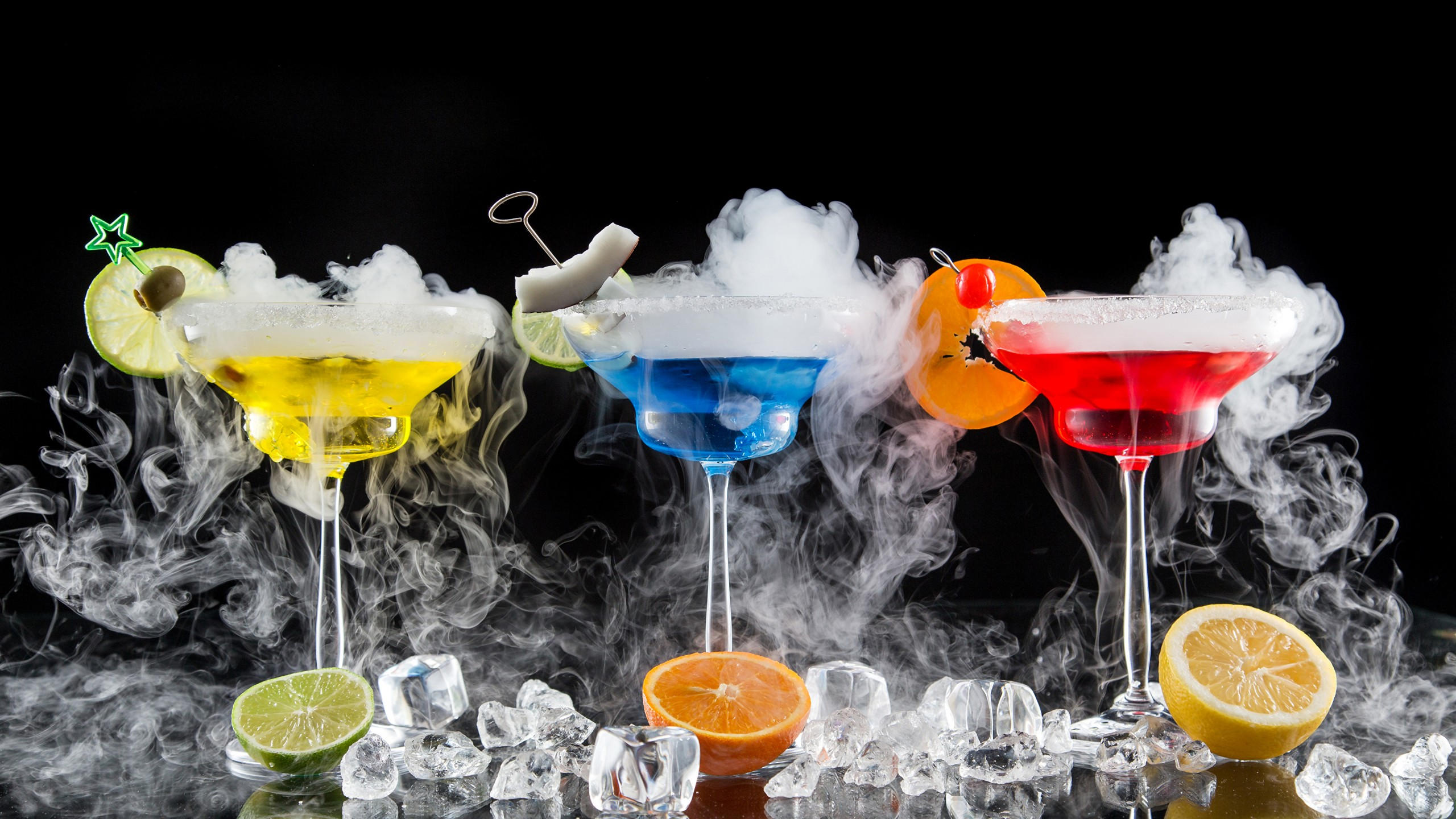 Cocktail 2560x1440 fruit ice 4k